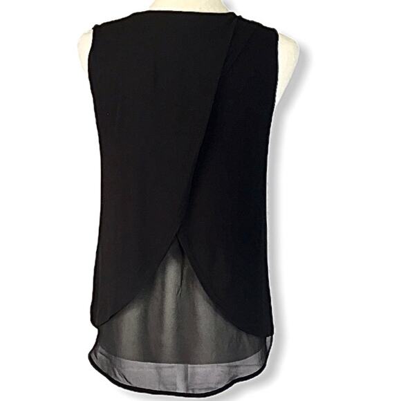 Kenneth Cole black sleeveless top, ladies chiffon crossover back dressy tee - Picture 3 of 4
